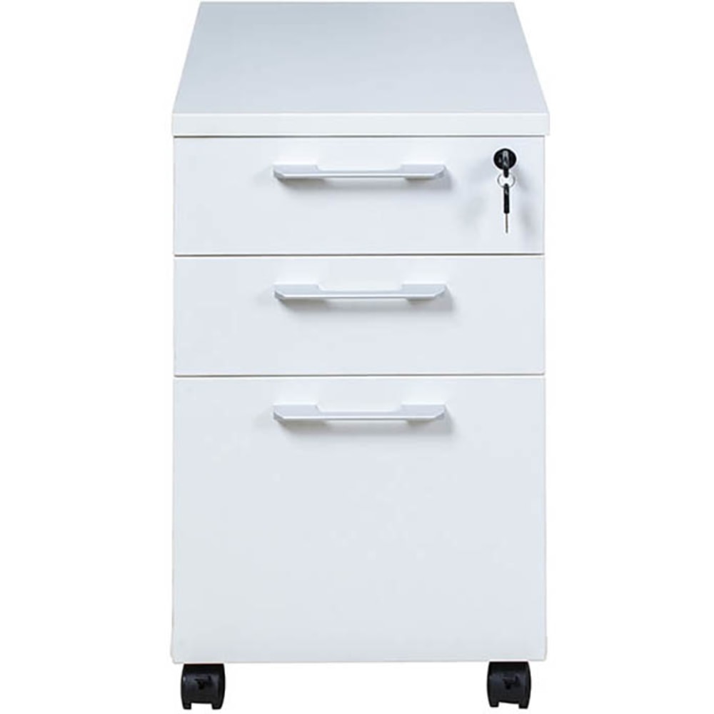 Boss Office Products Simple System 22in Vertical 3-Drawer Mobile Pedestal Box File Cabinet, White MPN:S504-WT