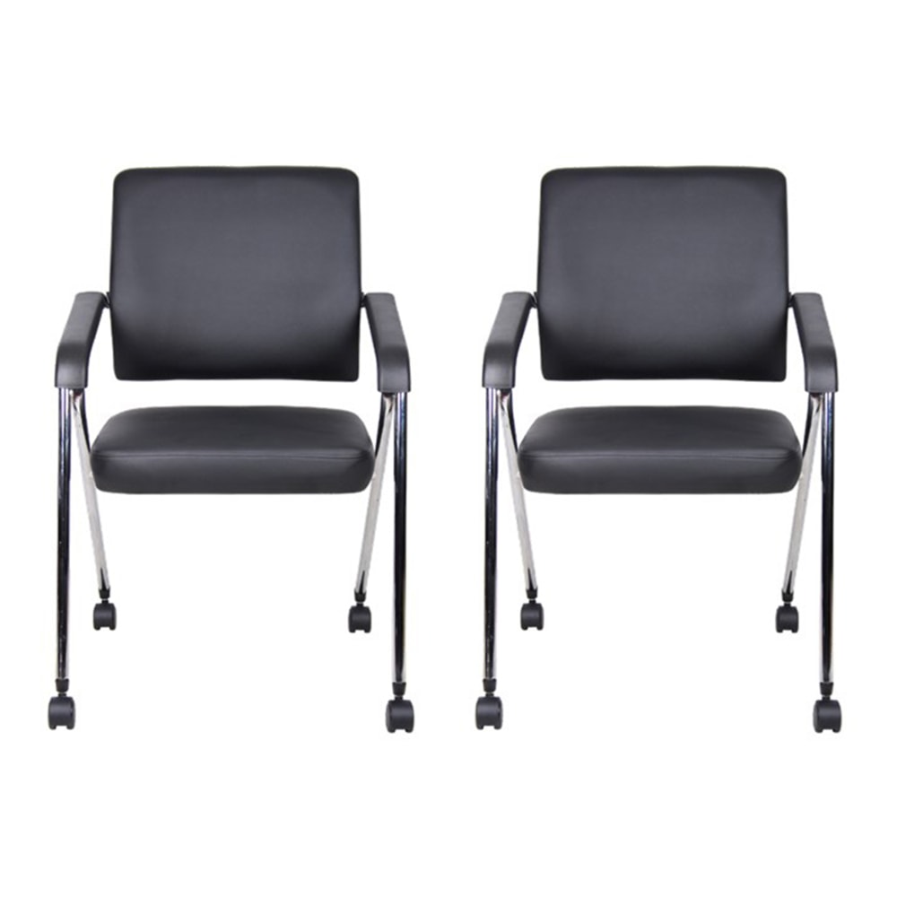 Boss Office Products Nesting Chairs, Black/Chrome, Set of 2 MPN:B1800-CP-2