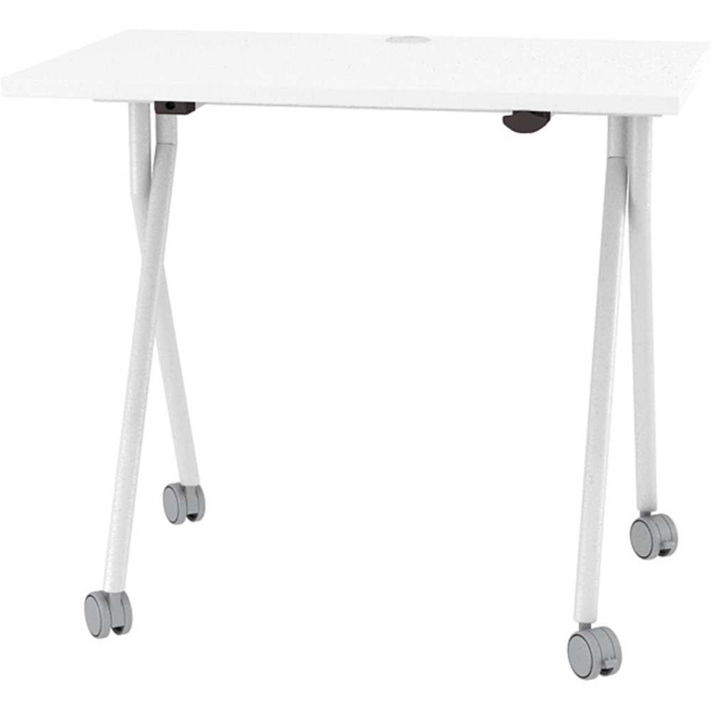 Boss Office Products 36inW Flip-Top Folding Training Table, White/Silver MPN:NFT3624H-WT