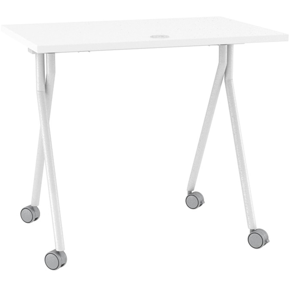 Boss Office Products 48inW Flip-Top Folding Training Table, White/Silver MPN:NFT4824H-WT