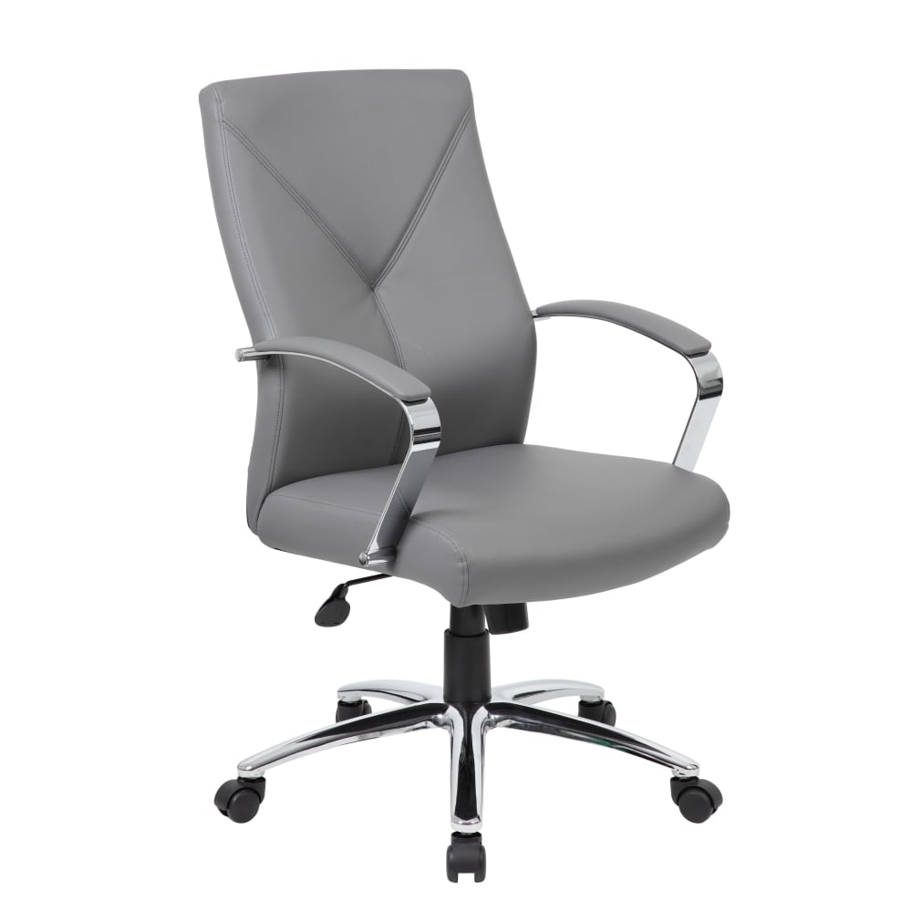 Boss Office Products Ergonomic High-Back Chair, Gray/Chrome/Gray MPN:B10101-GY
