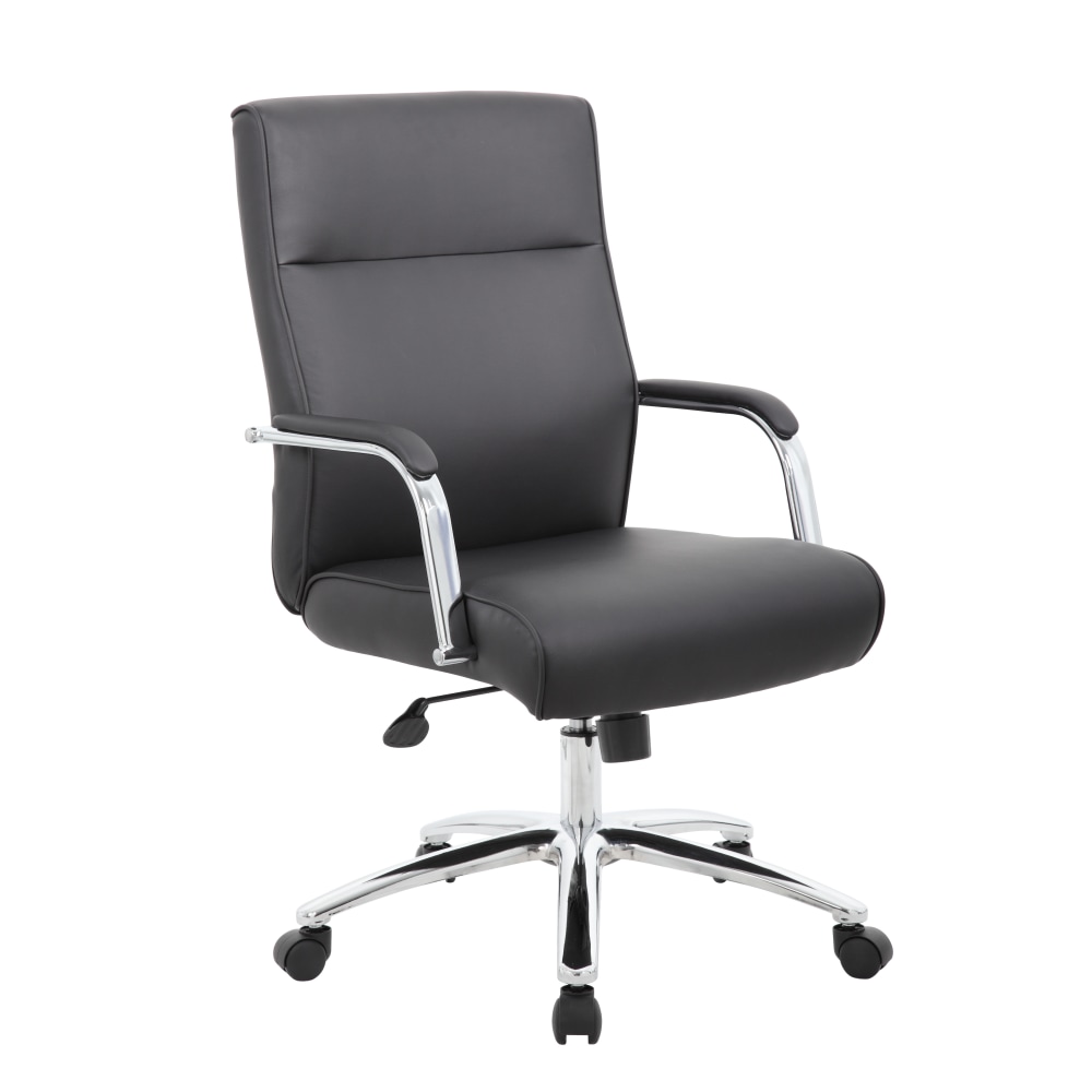Boss Office Products Modern Executive Conference Ergonomic Chair, Caressoft Vinyl, Black/Chrome MPN:B696C-BK