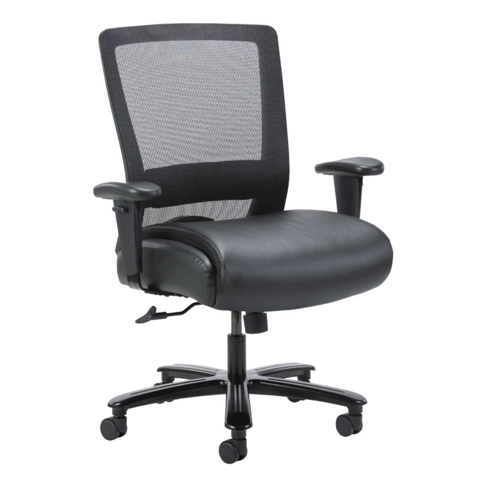 Boss Office Products Heavy-Duty Ergonomic LeatherPlus Bonded Leather/Mesh Mid-Back Chair, Black MPN:B699-BK