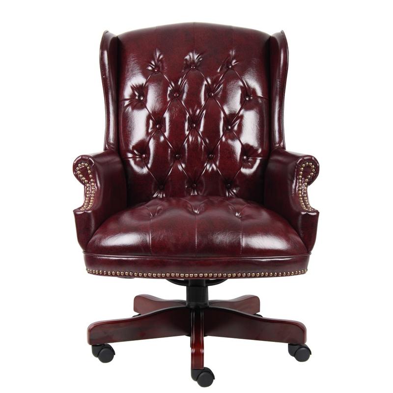 Boss Office Products Traditional Ergonomic High-Back Chair, 44inH, Burgundy/Mahogany MPN:B800-BY