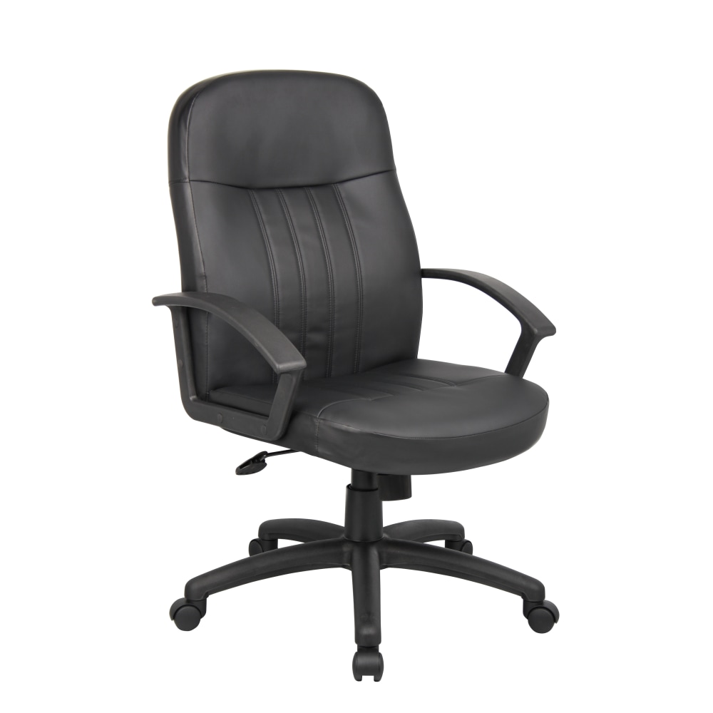 Boss Office Products Ergonomic Mid-Back Leather Chair, Black MPN:B8106