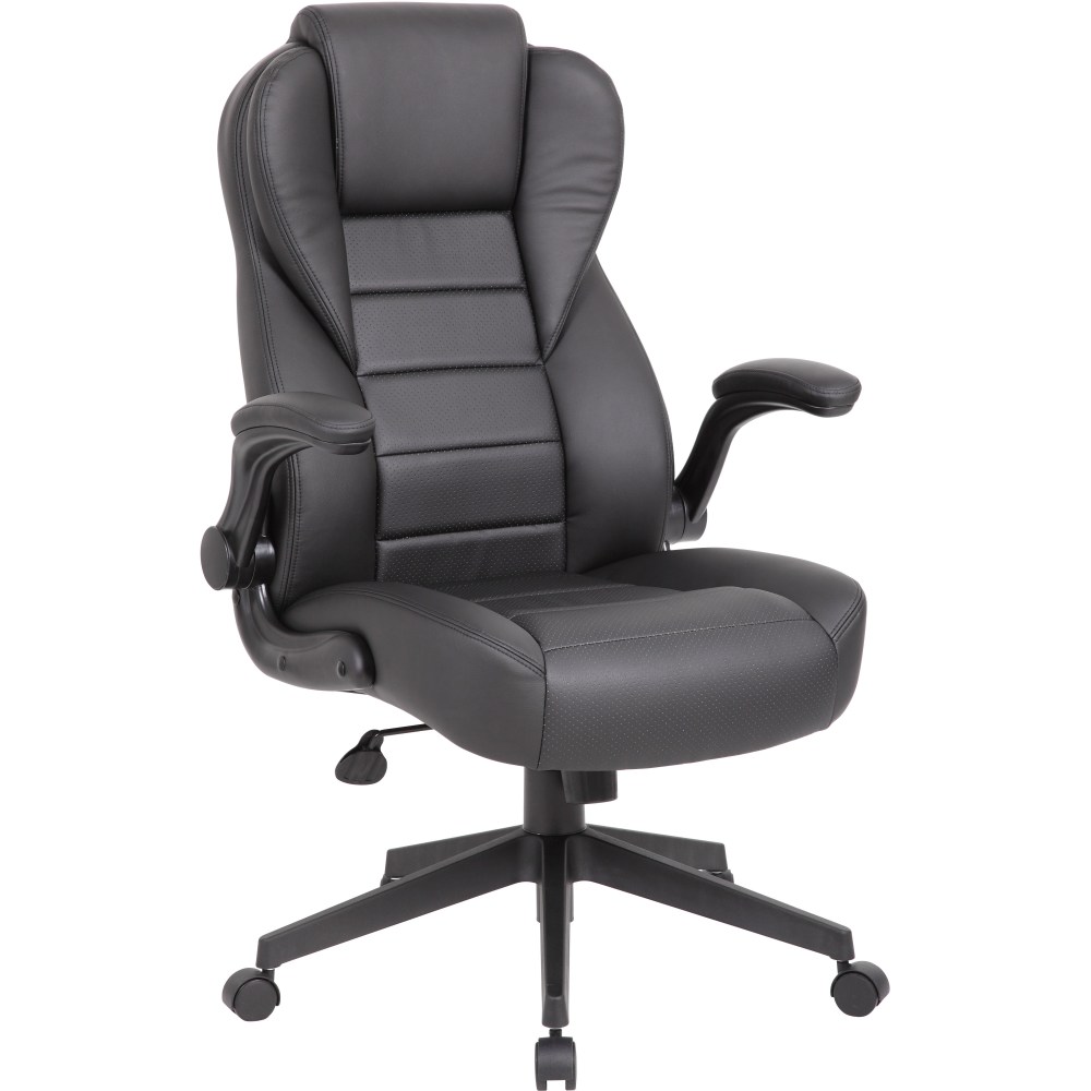 Boss Office Products Ergonomic LeatherPlus Bonded Leather High-Back Executive Chair, Black MPN:B8551-BK