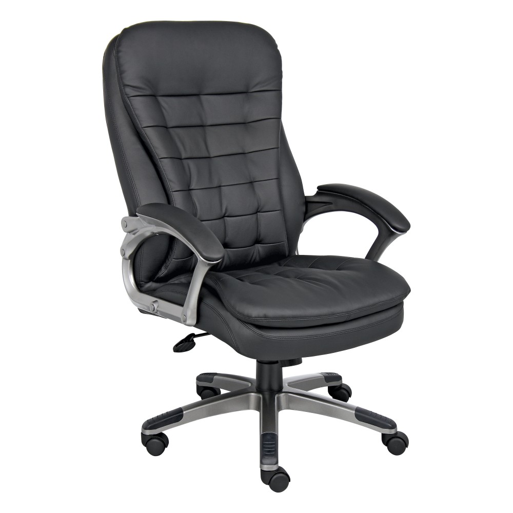 Boss Office Products Ergonomic Vinyl High-Back Chair, Black/Pewter MPN:B9331
