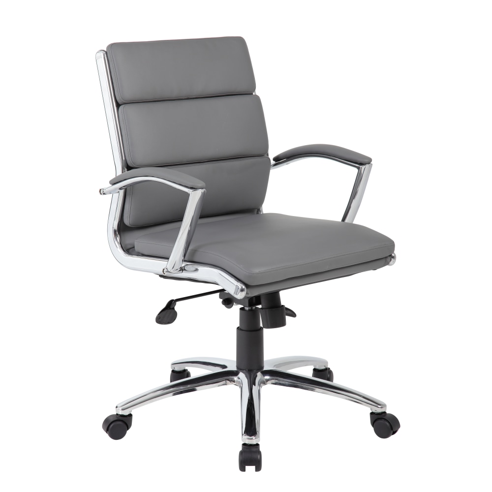 Boss Office Products CaressoftPlus Mid-Back Chair, Gray/Black MPN:B9476-GY