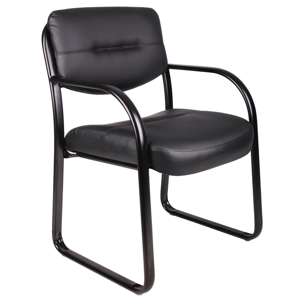 Boss Office Products LeatherPlus Bonded Leather Contoured Guest Chair, Black MPN:B9529