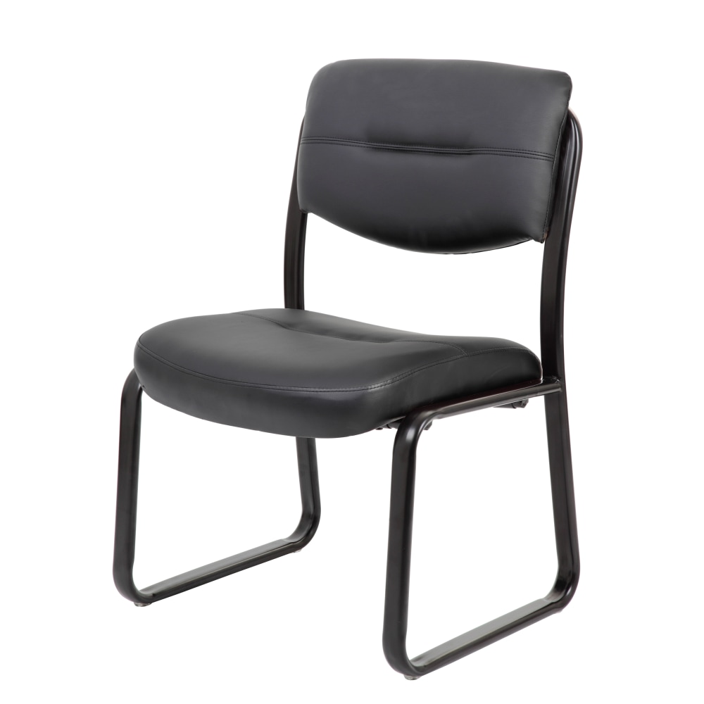 Boss Office Products LeatherPlus Bonded Leather Guest Chair, Black MPN:B9539