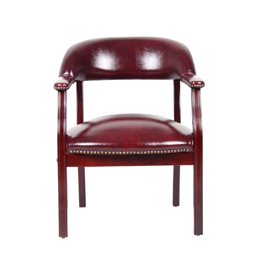 Boss Office Products Traditional Tufted Conference Chair, Oxblood/Mahogany MPN:B9540-BY