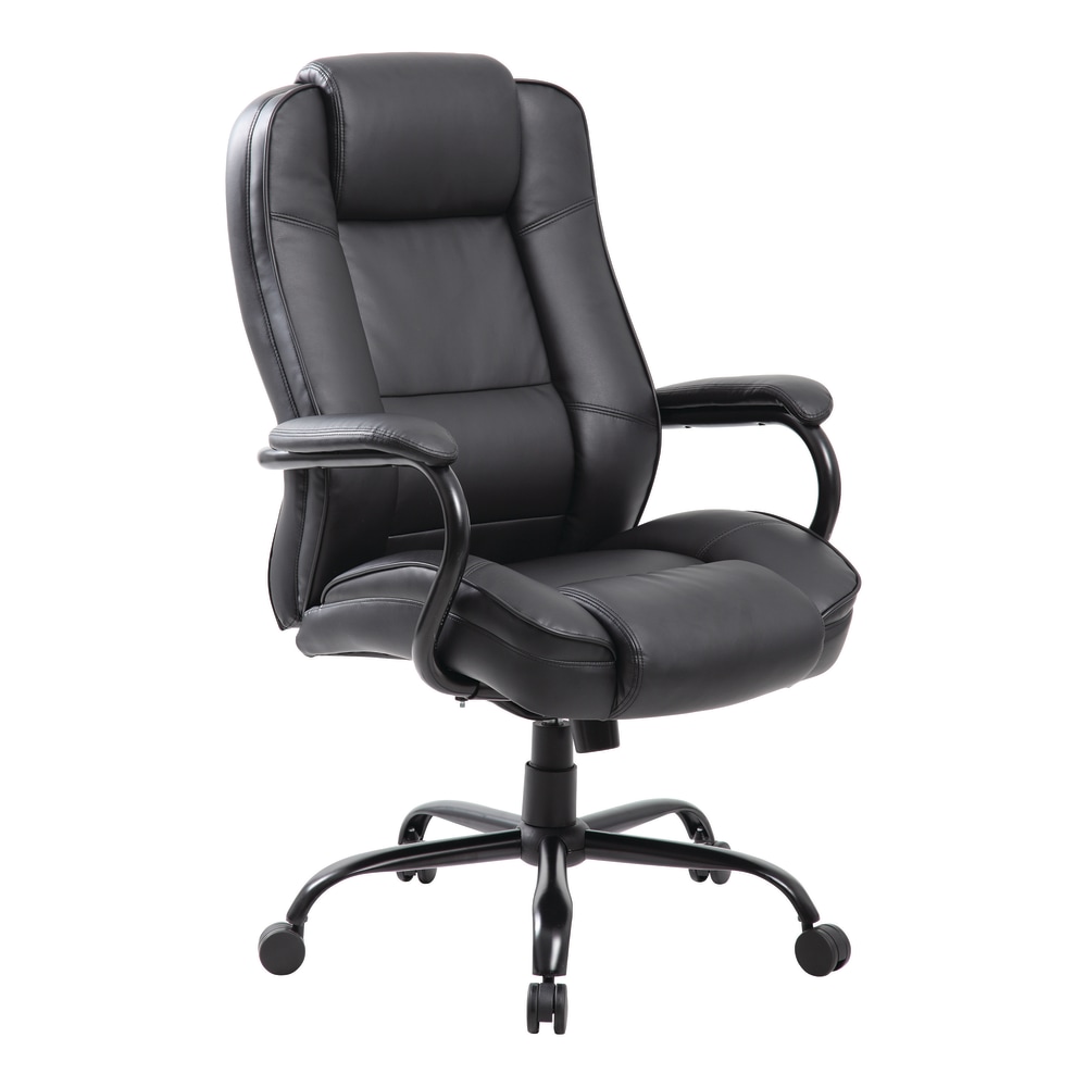 Boss Office Products Heavy-Duty Ergonomic LeatherPlus Bonded Leather High-Back Chair, Black MPN:B992-BK