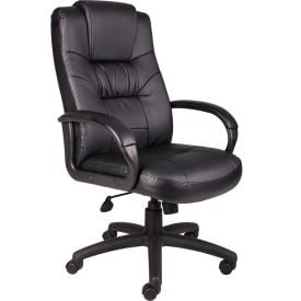 Boss Executive Office Chair with Arms - Synthetic Leather - High Back - Black B7501