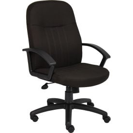 Boss Managers Office Chair with Arms - Fabric - Mid Back - Black B8306-BK