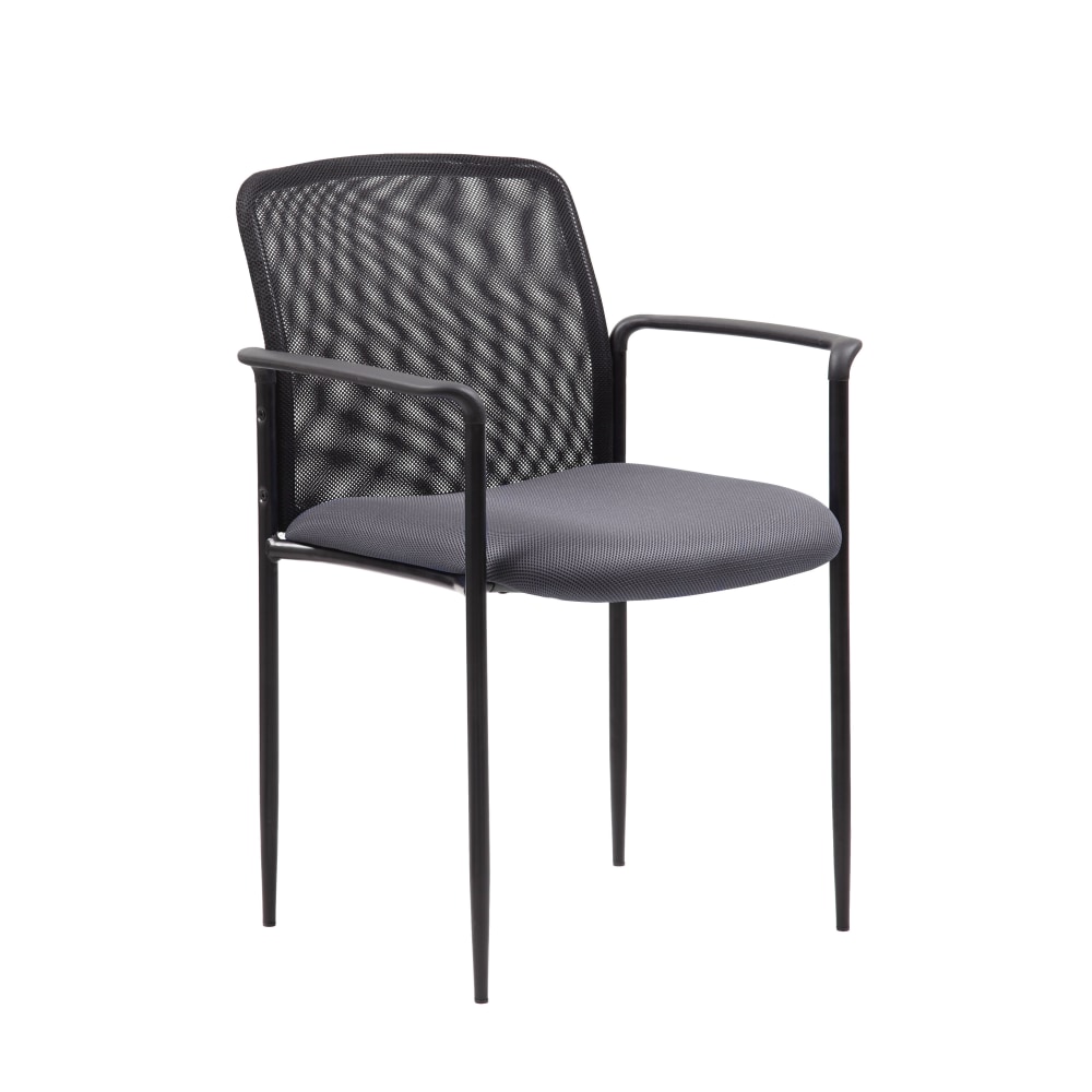 Boss Office Products Stackable Mesh Guest Chair, Gray/Black MPN:B6909-GY