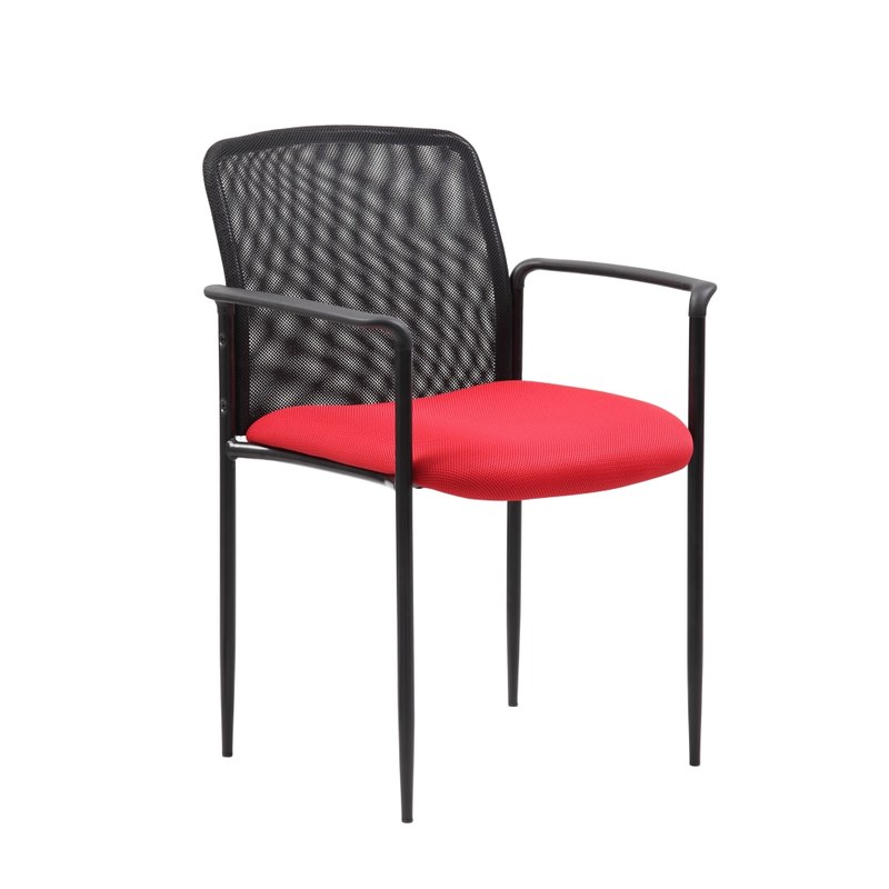 Boss Stackable Mesh-Back Guest Chair, Red/Black MPN:B6909-RD