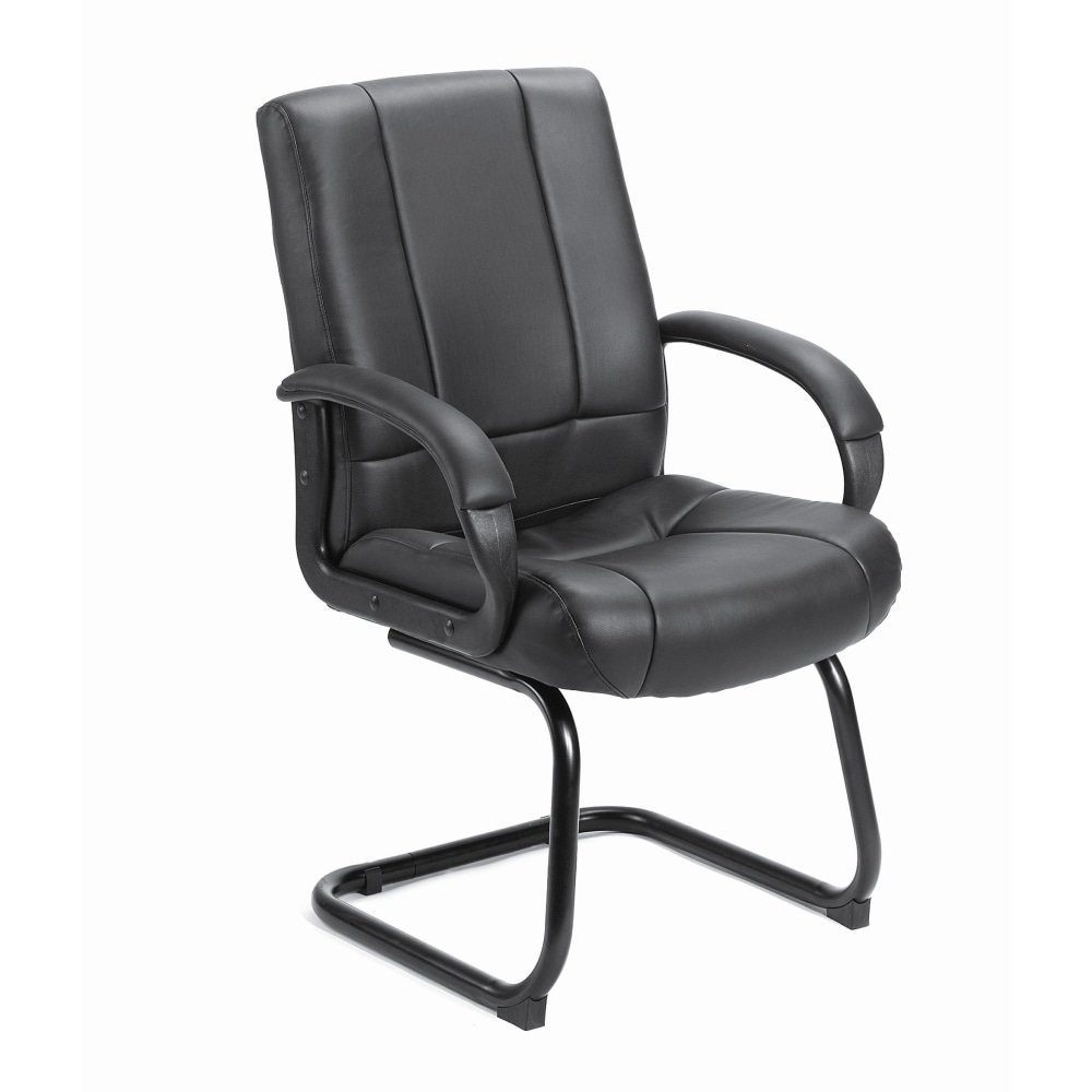 Boss Office Products Caressoftplus Vinyl Mid-Back Guest Chair, Black MPN:B7909