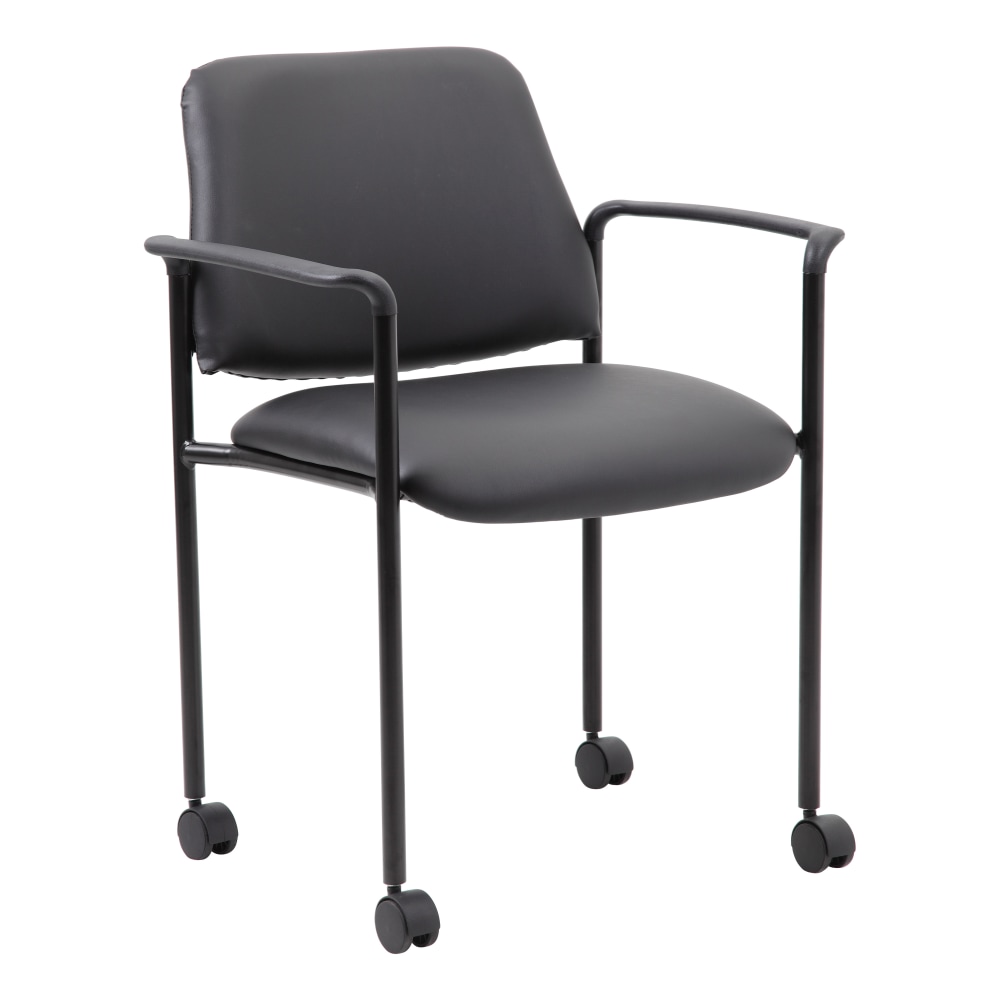 Boss Office Products Caressoft Square Back Stacking Chair with Antimicrobial Protection, Black MPN:B9503R-CS