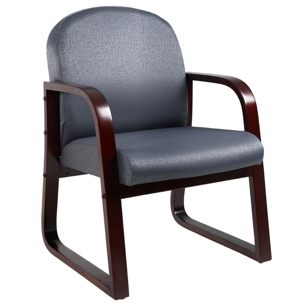 Boss Office Products Reception Room Chair, Mahogany/Gray MPN:B9570-GY