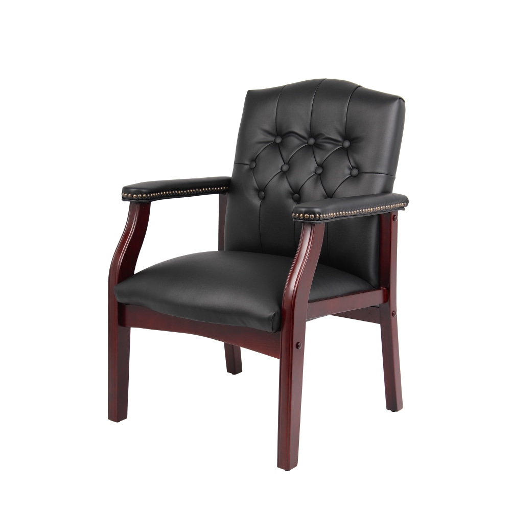 Boss Office Products Traditional Guest Chair, Mahogany/Black MPN:B959-BK