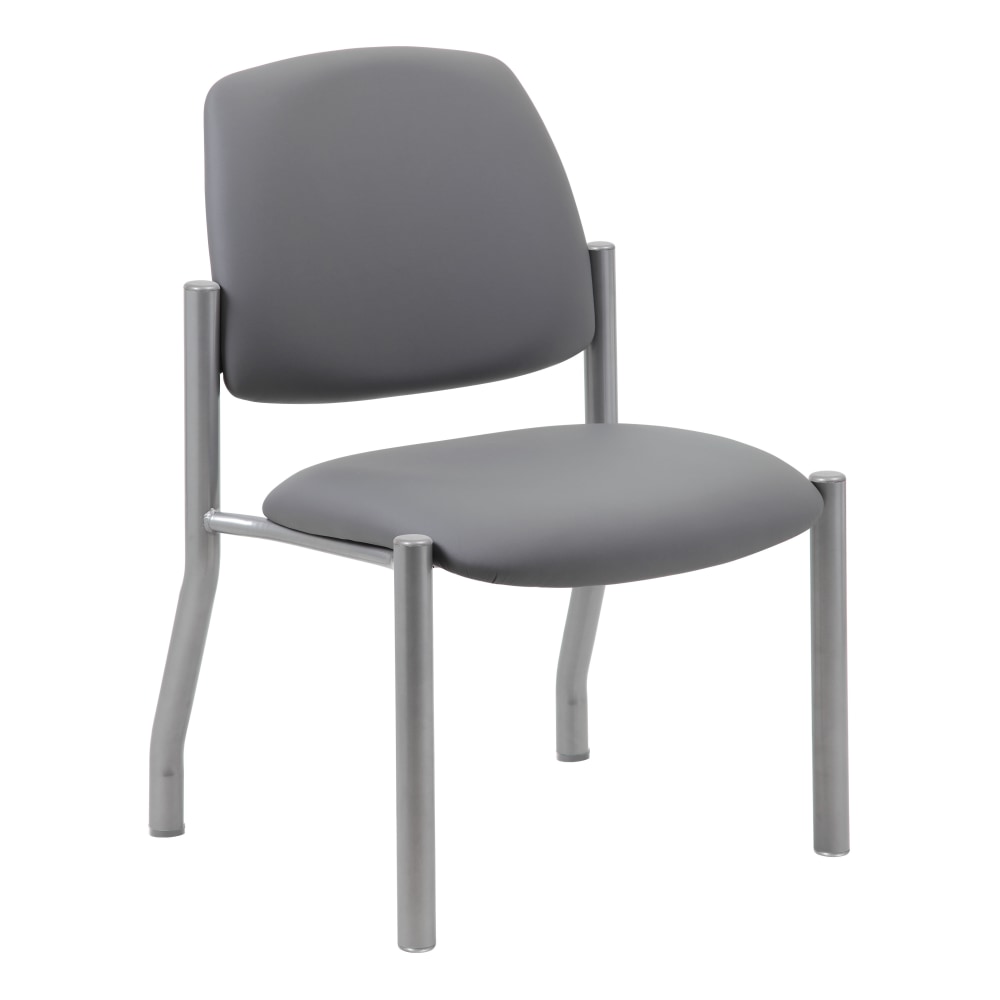 Boss Office Products Vinyl Mid-Back Armless Guest Chair, Gray MPN:B9595AM-GY