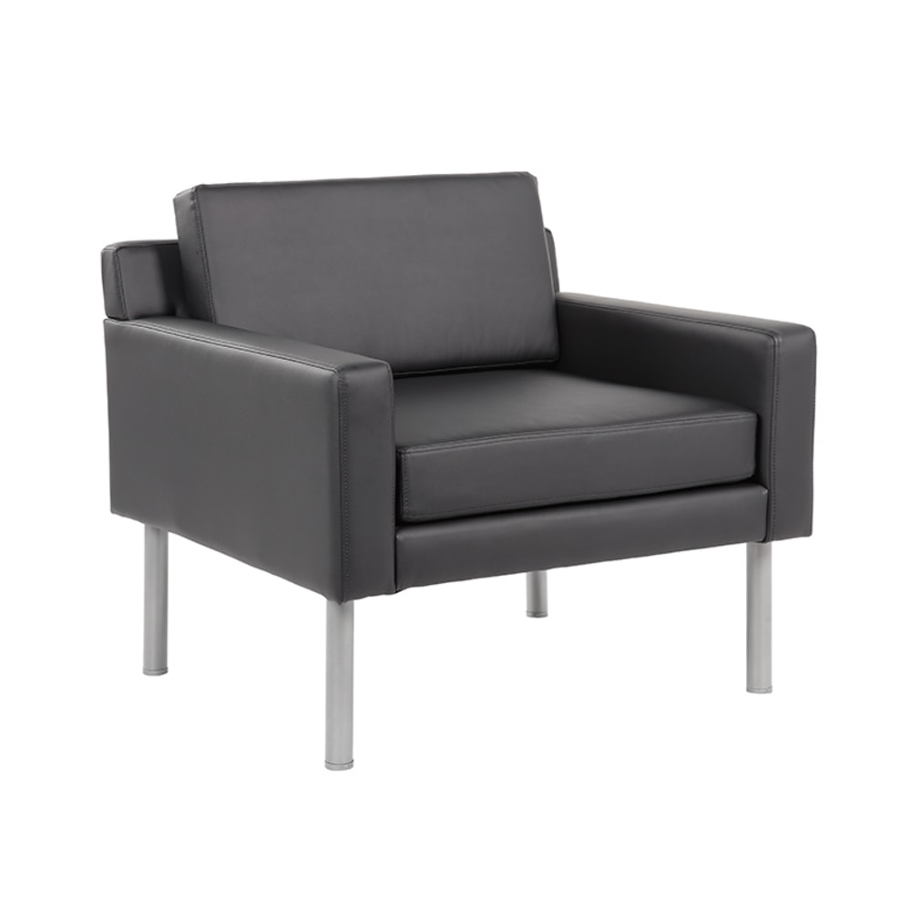 Boss Office Products Antimicrobial Vinyl Lounge Guest Chair, Black MPN:BR8001AM-BK