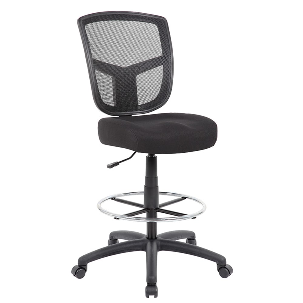 Boss Office Products Contract Mesh Armless Drafting Stool With Back, Black MPN:B16020