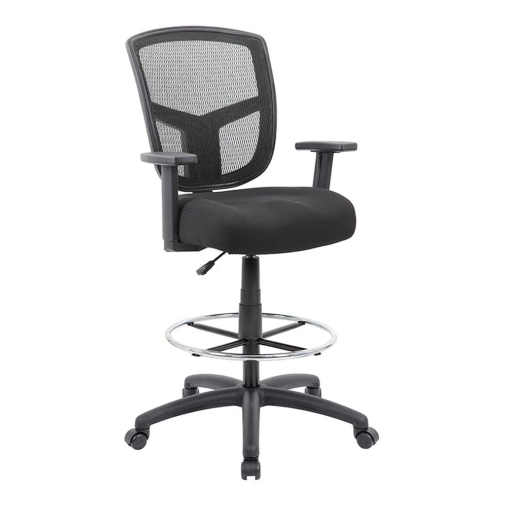 Boss Office Products Contract Mesh Drafting Stool, Antimicrobial, Black MPN:B16021+CV21