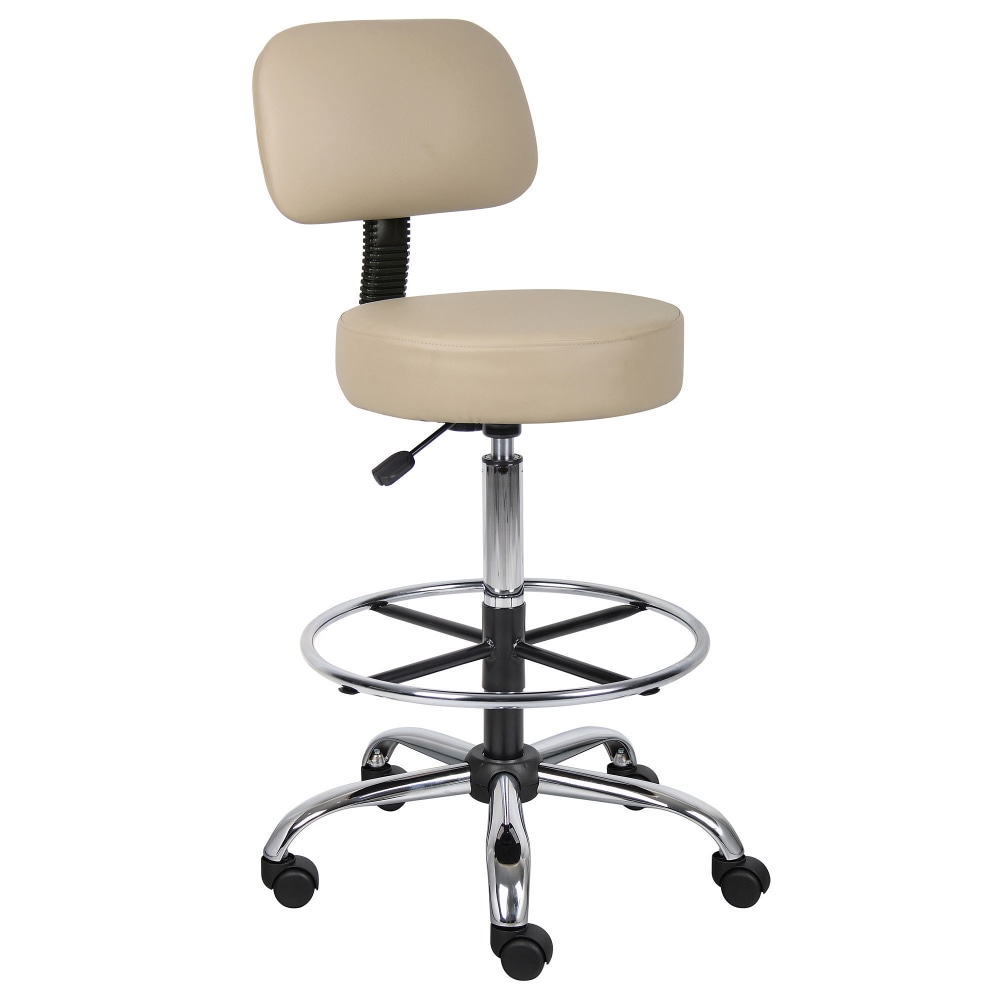 Boss Office Products Antimicrobial Medical Stool With Back And Foot Ring, Beige MPN:B16245-BG