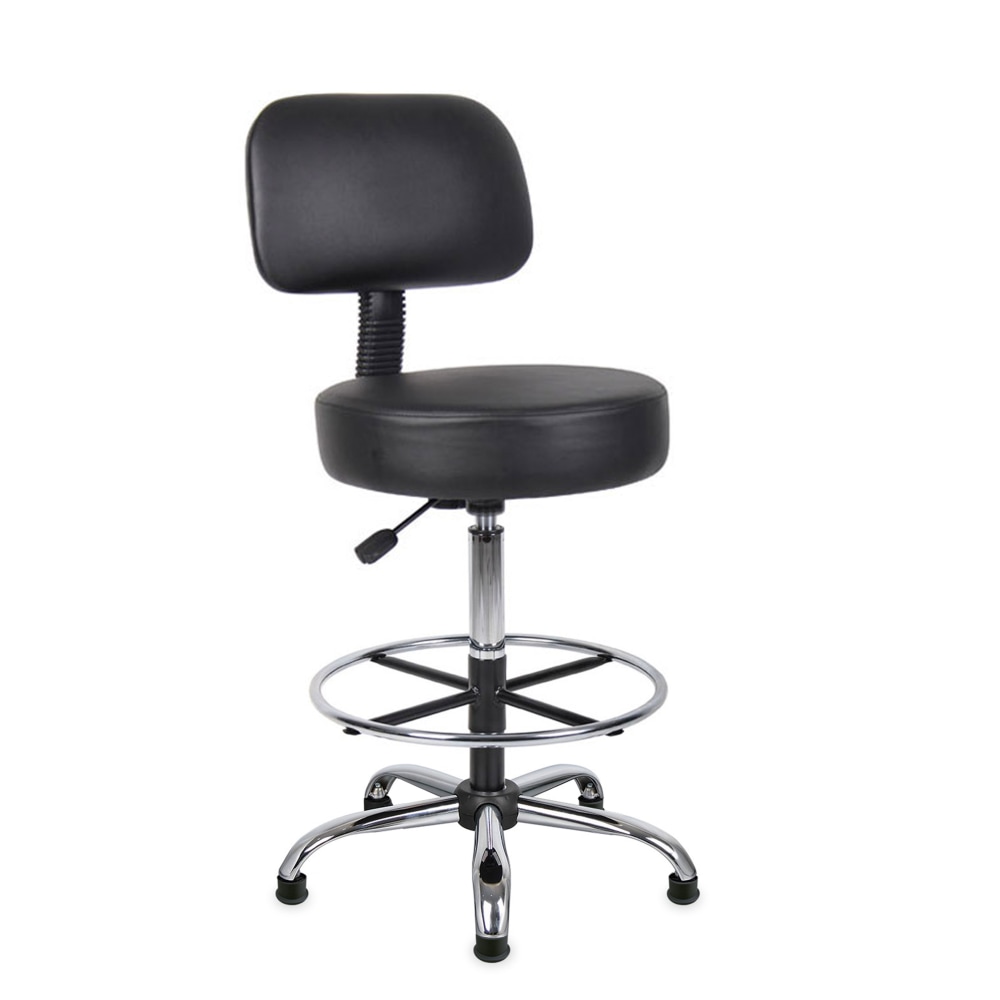 Boss Office Products Adjustable Antimicrobial Drafting Stool With Back, Removable Foot Rest & Glides, Black MPN:B16245-BK+TU021