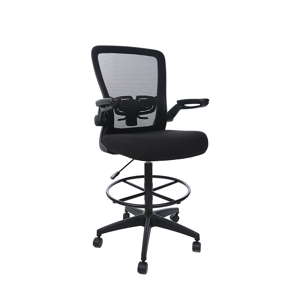 Boss Office Products Mesh Flip Arm Stool With Back, Black MPN:B16366BK-BK