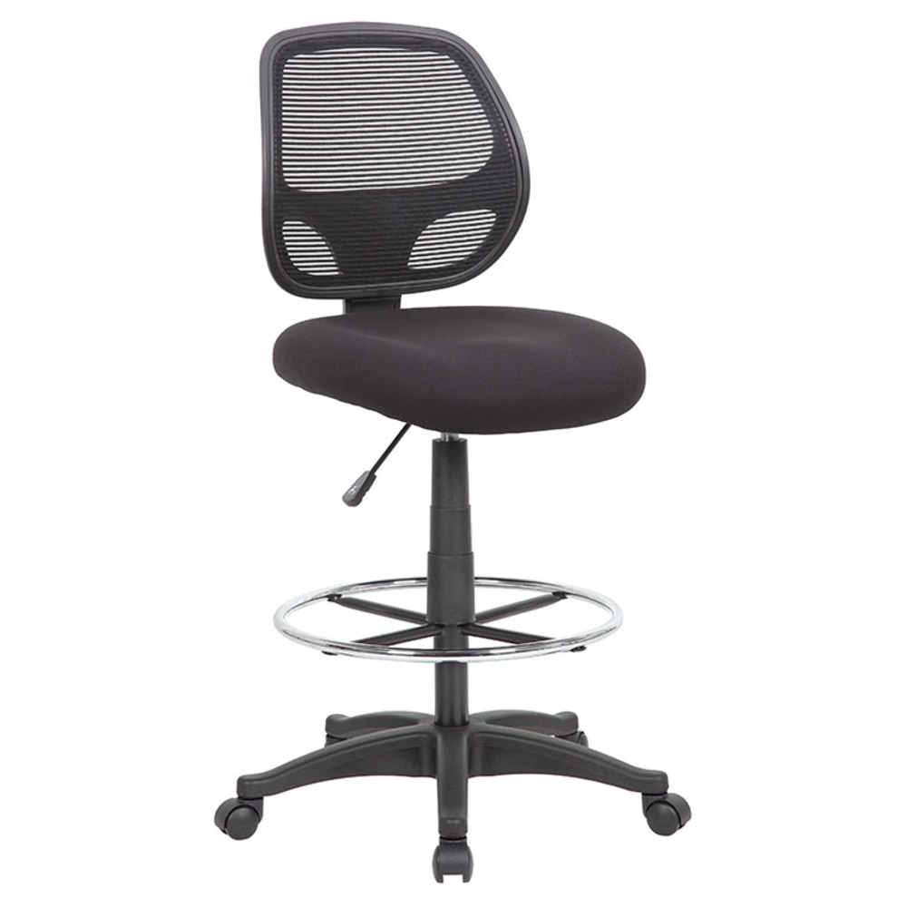 Boss Office Products Stand-Up Fabric Drafting Stool With Back, Gray/Black MPN:B16605