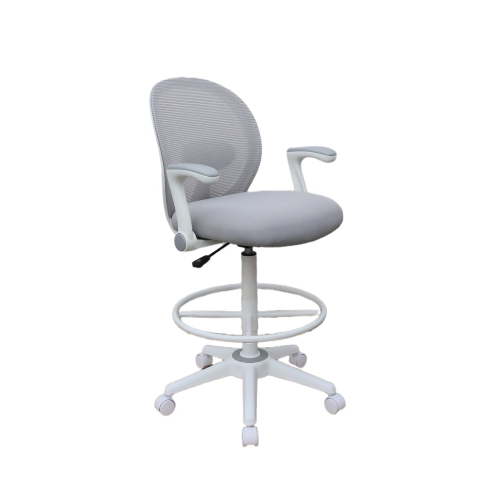 Boss Office Products Mesh Flip Arm Stool, Gray/White MPN:B1676WT-GY
