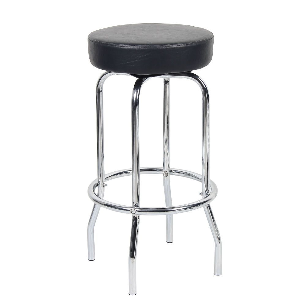 Boss Office Products Stool With Foot Ring, Black/Chrome MPN:B229-BK