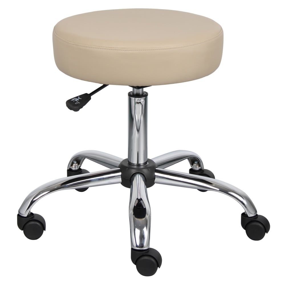 Boss Office Products Caressoft Medical Stool with Antimicrobial Protection, Beige/Chrome MPN:B240-BG