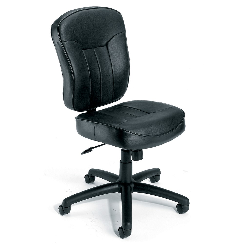 Boss Office Products LeatherPlus Mid-Back Multifunction Armless Task Chair, Black MPN:B1560