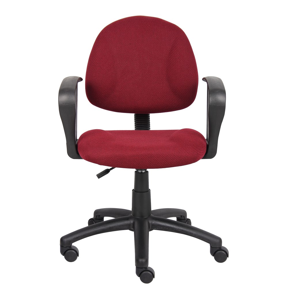 Boss Office Products Fabric Deluxe Posture Task Chair With Loop Arms, Burgundy/Black MPN:B317-BY