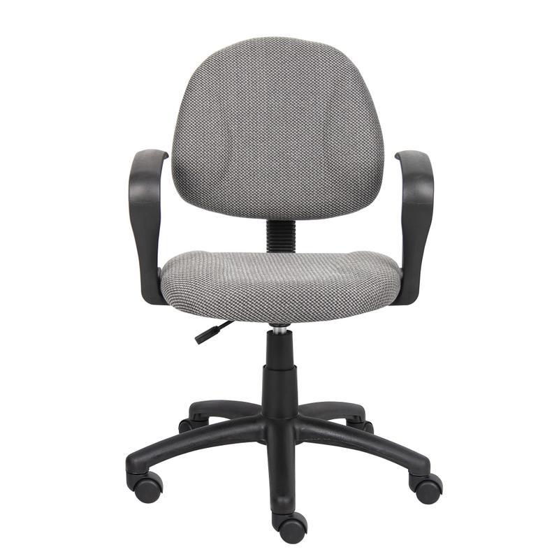Boss Office Products Fabric Deluxe Posture Task Chair With Loop Arms, Gray/Black MPN:B317-GY
