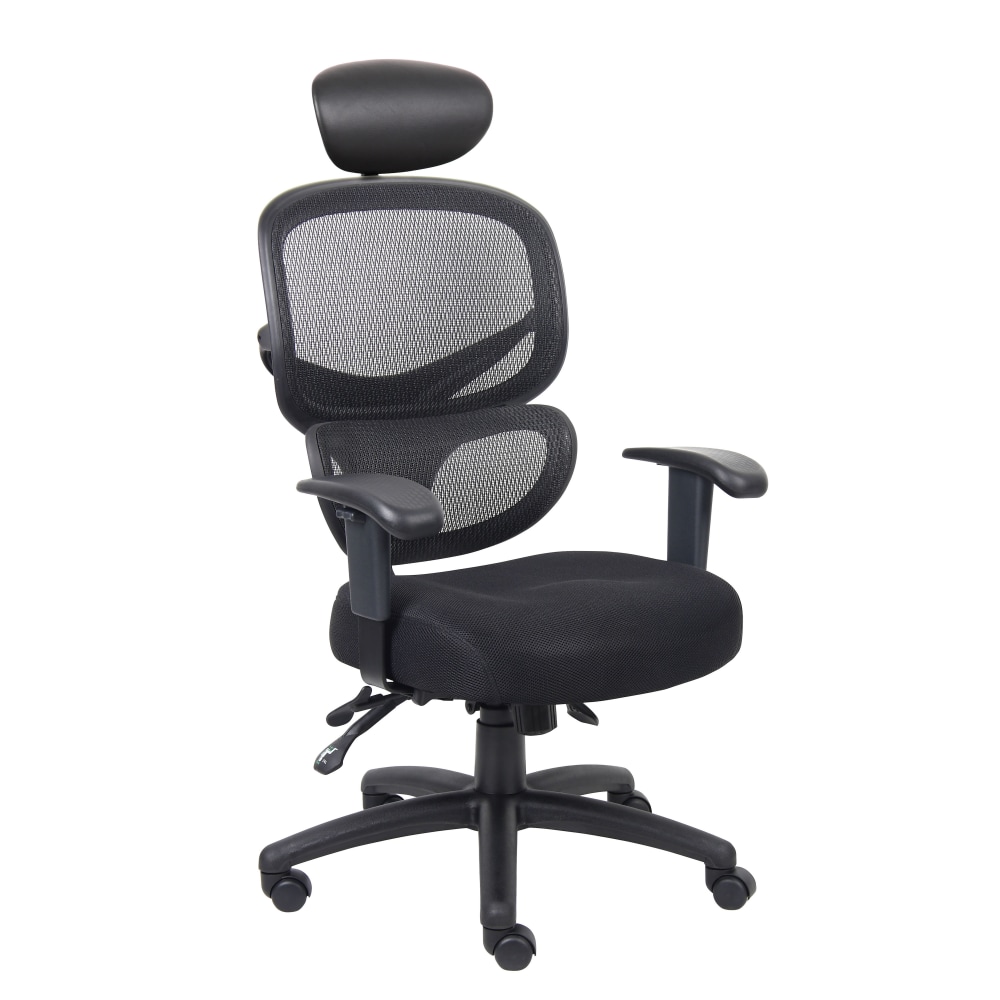 Boss Office Products Mesh Multifunction Mid-Back Task Chair With Headrest, Black MPN:B6338-HR