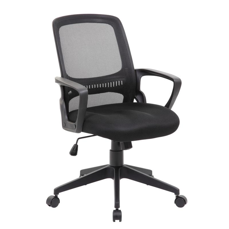 Boss Office Products Mesh Task Chair With Loop Arms, 37in-39in, Black MPN:B6456-BK
