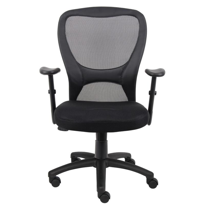 Boss Office Products Budget Mesh Task Chair, With Padded Arms, Black MPN:B6508
