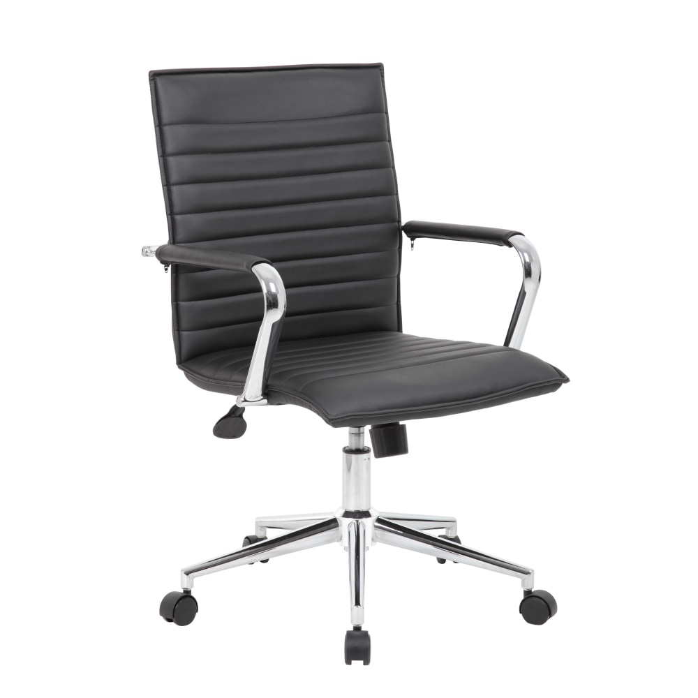 Boss Office Products Sleek Ribbed Vinyl Task Chair, Black MPN:B9533C-BK