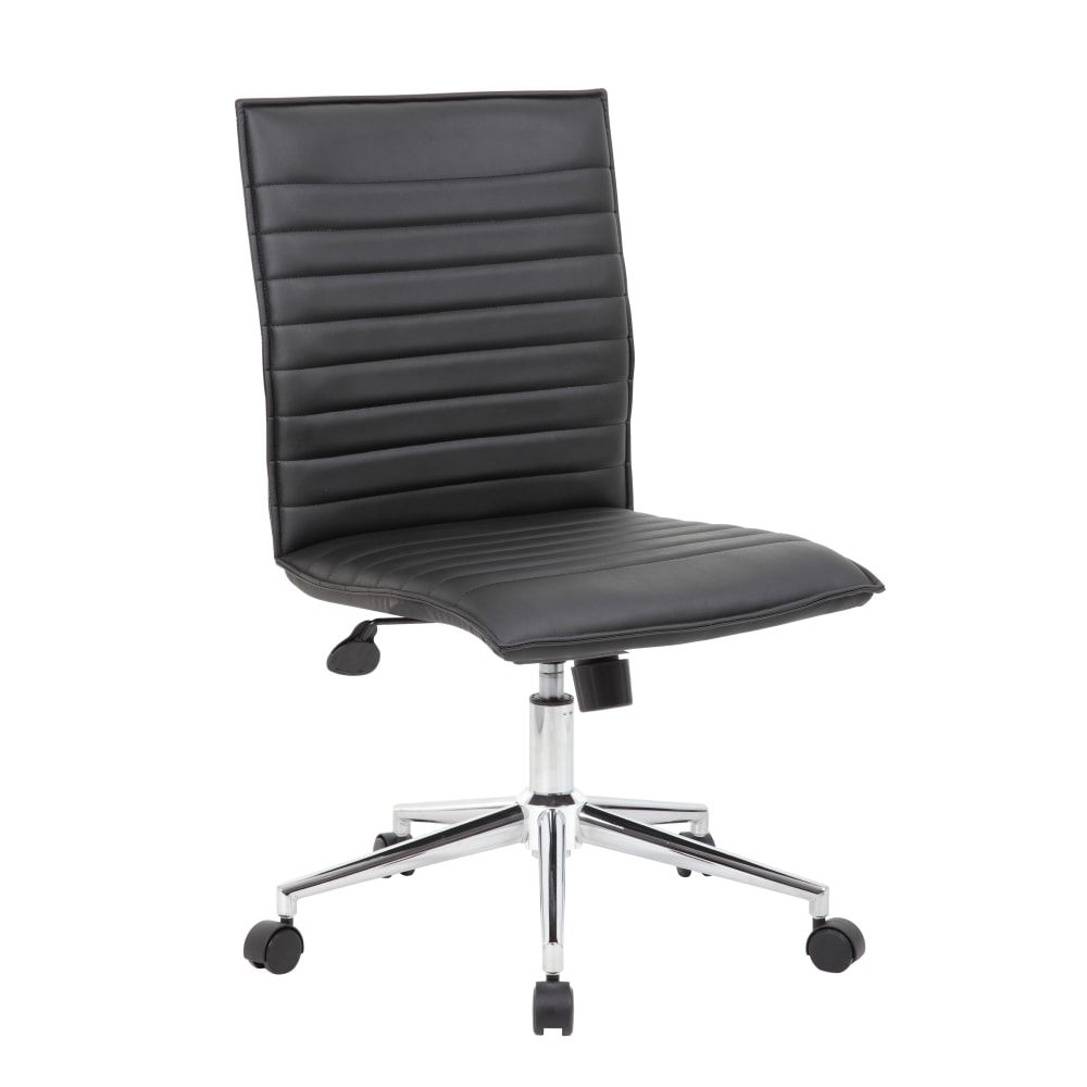 Boss Office Products Sleek Ribbed Armless Task Chair, Black MPN:B9534C-BK
