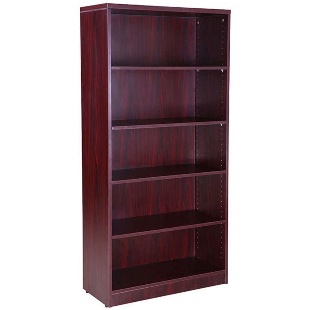 Boss Office Products 66inH 5-Shelf Bookcase, Mahogany MPN:N158-M