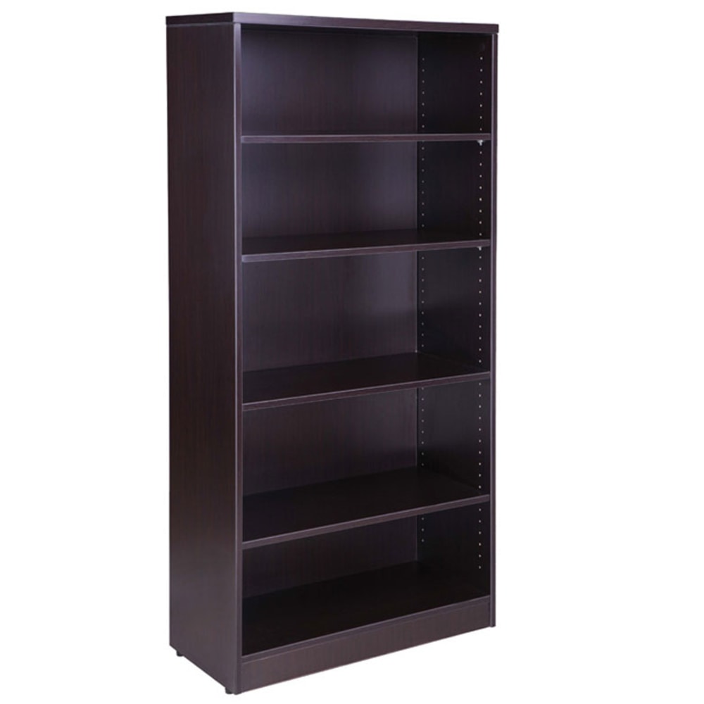 Boss Office Products 66inH 5-Shelf Bookcase, Mocha MPN:N158-MOC