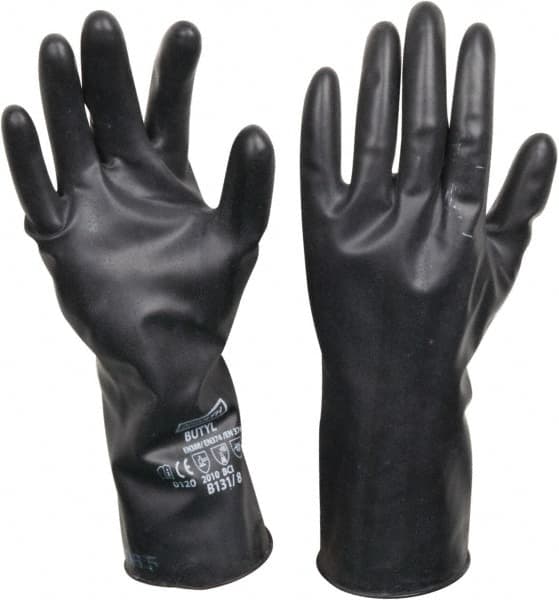 Chemical Resistant Gloves: Size Medium, 13.00 Thick, Butyl, Unsupported, MPN:B131/8