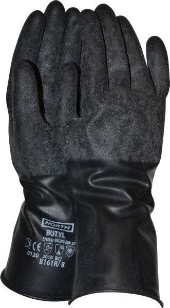 Chemical Resistant Gloves: Size Medium, 16.00 Thick, Butyl, Unsupported, MPN:B161R/8