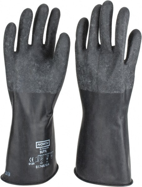 Chemical Resistant Gloves: Size X-Large, 17.00 Thick, Butyl, Unsupported, MPN:B174R/10
