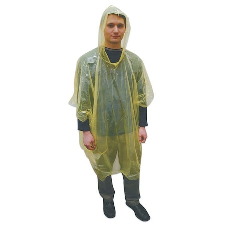 Disposable Poncho, Polyethylene, Yellow MPN:140968