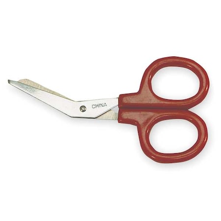Scissors, 4 In. L, Red Handle, Angled, Metal MPN:752577